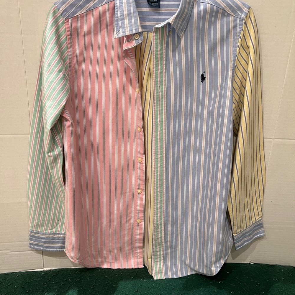 Ralph Lauren SIZE XL-16 yrs BOYS’ Pink and Blue Button Down. Excellent condition
